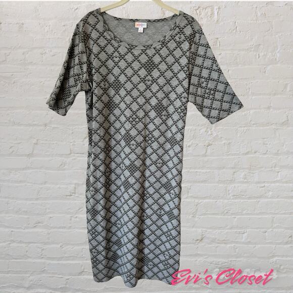 LulaRoe Julia Bodycon Grey On Grey Geometric NWOT Pullover Dress SZ Large - Picture 1 of 6